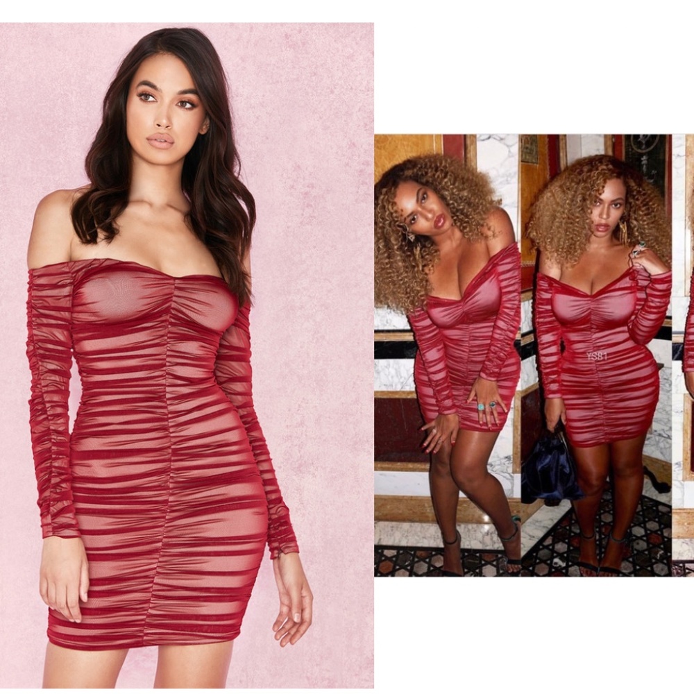 House Of CB, 'Fifi'  Red Wine  Stretch Tulle Dress
